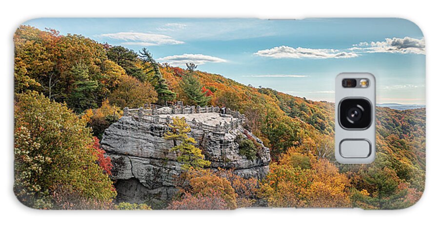 Aerial Galaxy Case featuring the photograph Aerial Coopers Rock state park overlook over the Cheat River in WV by Steven Heap