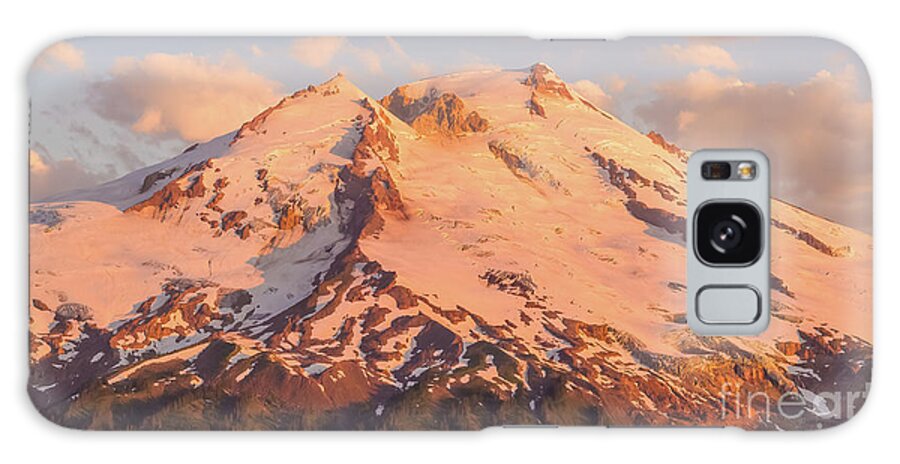 Mount Baker Galaxy Case featuring the photograph Aerial Mount Baker Sunrise Lumen by Mike Reid