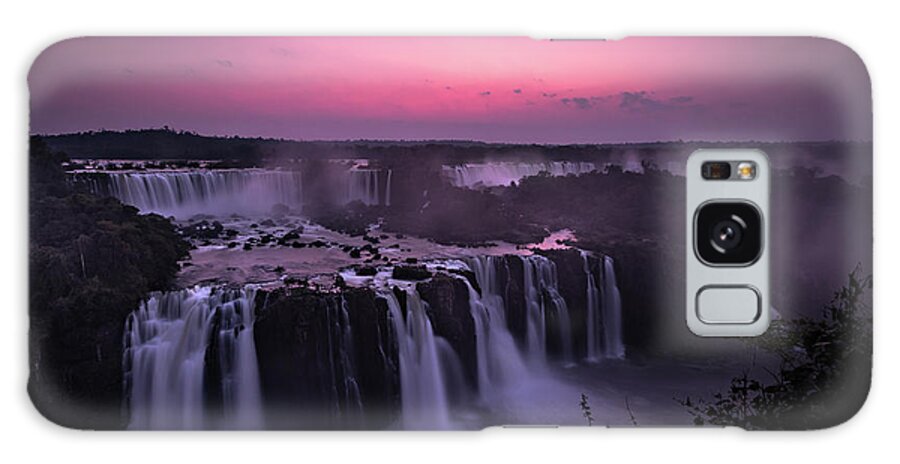Waterfall Galaxy Case featuring the photograph Iguazu Falls at Last Light by Linda Villers