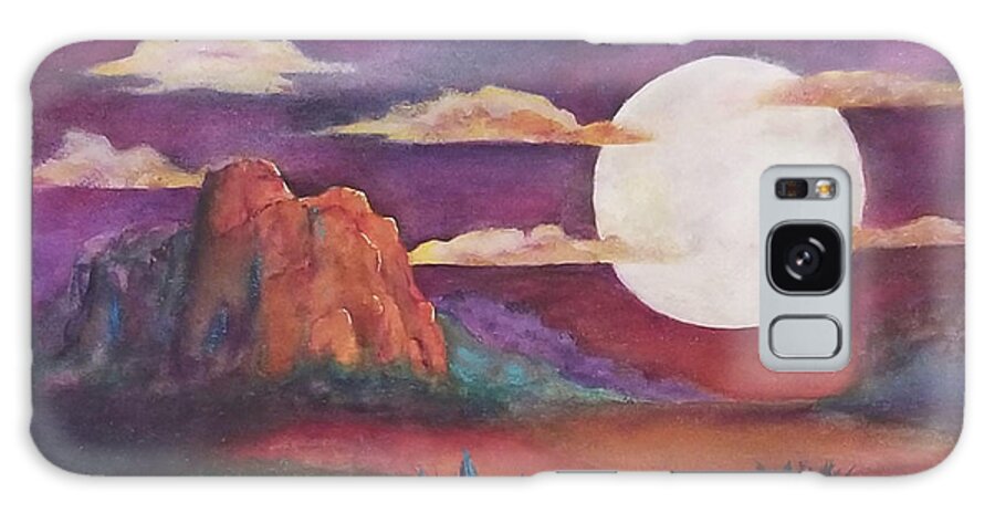 Landscape Galaxy Case featuring the mixed media Agave Moon by Terry Ann Morris