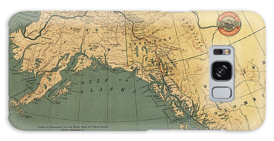Rails Galaxy Case featuring the drawing Alaska Yukon Territory and British Columbia showing connections of the White Pass and Yukon 1904 by Vintage Railroad Maps