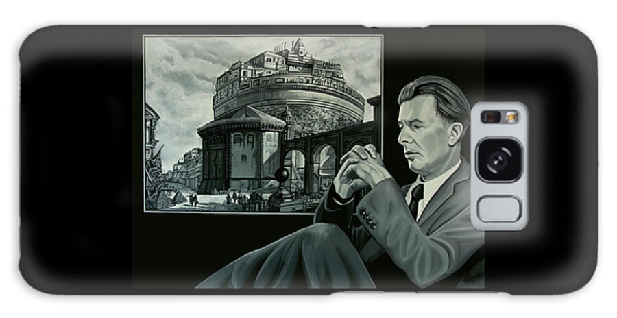 Piranesi Galaxy Case featuring the painting Aldous Huxley and Piranesi Painting by Paul Meijering
