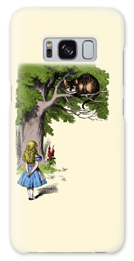 Alice In Wonderland Galaxy Case featuring the digital art Alice in Wonderland with the Cheshire Cat by Madame Memento