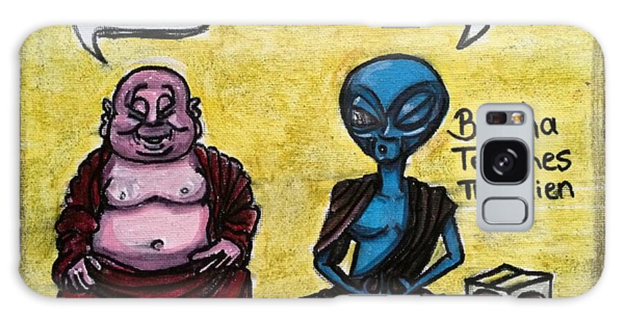Buddha Galaxy Case featuring the painting Alien and Buddha by Similar Alien