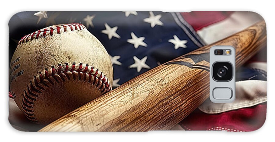 Baseball Galaxy Case featuring the digital art American Flag And Baseball by Athena Mckinzie