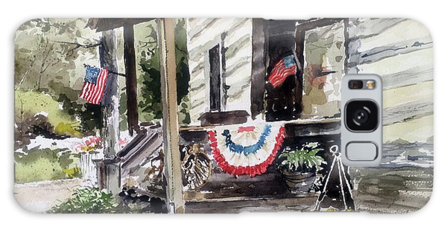 American Flags And Red Galaxy Case featuring the painting Americana by Monte Toon