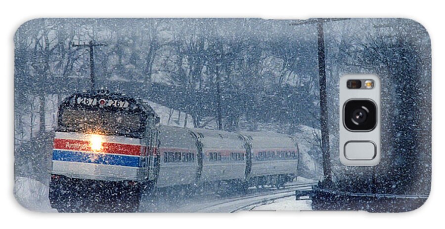 Train Galaxy Case featuring the photograph Amtrak in the Snow by Thomas Marchessault
