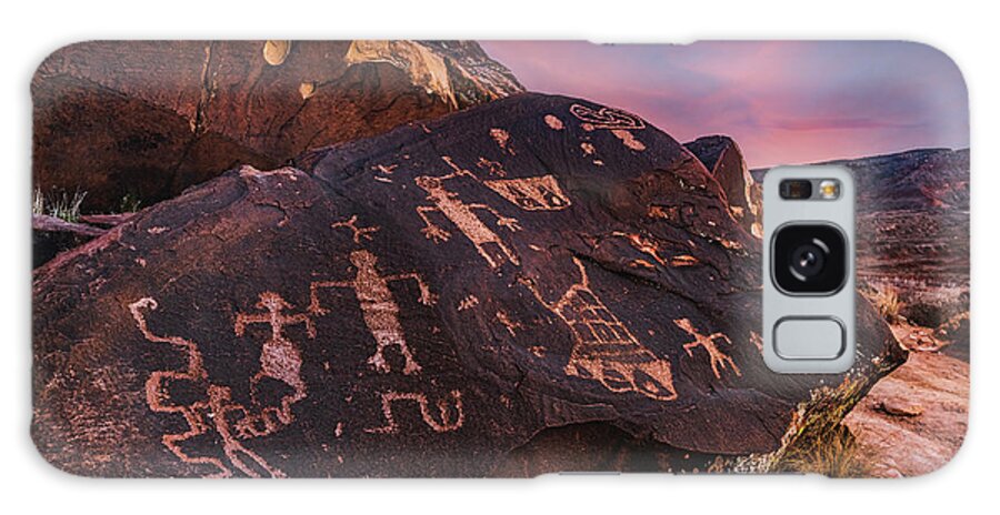 Anasazi Galaxy Case featuring the photograph Anasazi Valley Petroglyphs at Sunset, St. George, Utah by Abbie Matthews