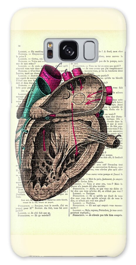 Heart Galaxy Case featuring the mixed media Anatomical heart by Madame Memento