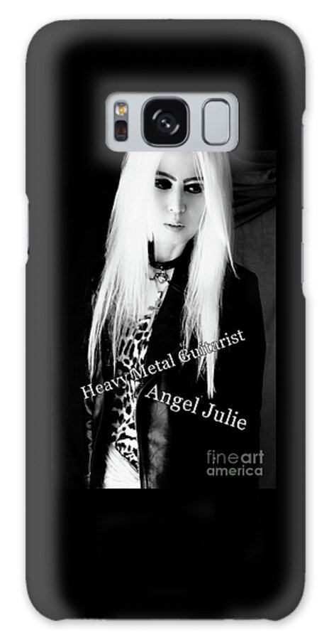 Portrait Angeljulie Guitarist Rock Heavymetal Monochrome Bnwphotography Blackandwhitephotography Rosariumofphilosophers Galaxy Case featuring the photograph Angel Julie by Angel Julie