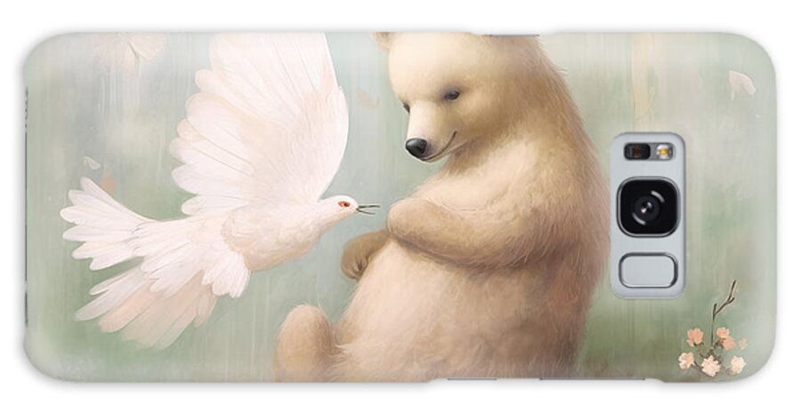 Baby Galaxy Case featuring the painting Angelic Bear and the Little Bird by N Akkash