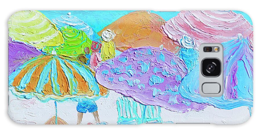 Beach Galaxy Case featuring the painting Another Busy Beach Day - Impression by Jan Matson