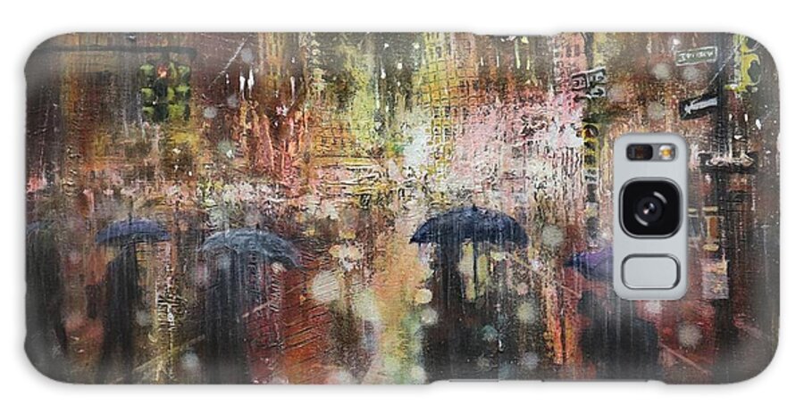 City At Night Galaxy Case featuring the painting Another Stormy Night by Tom Shropshire