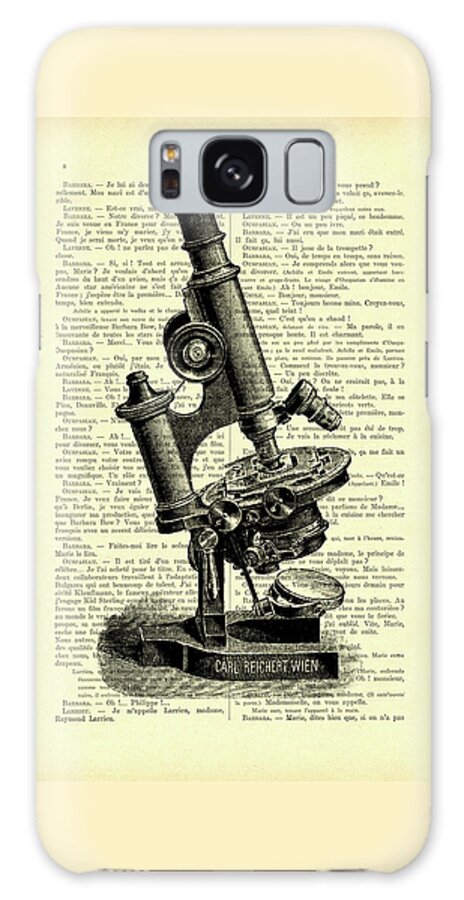 Microscope Galaxy Case featuring the mixed media Antique Microscope by Madame Memento