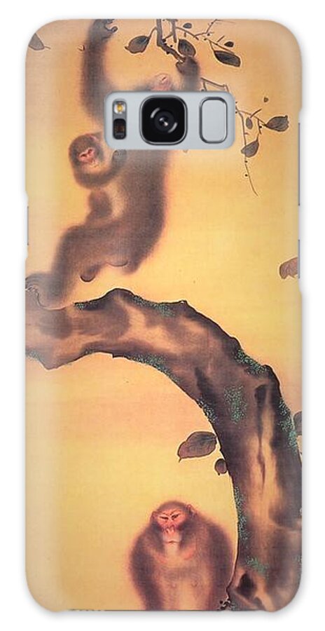 Uspd: Reproduction Galaxy Case featuring the painting Apes in persimmon tree by Thea Recuerdo