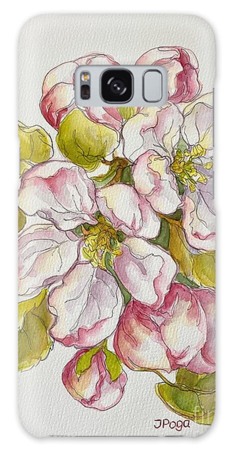 Apple Blossoms Galaxy Case featuring the painting Apple blossoms by Inese Poga