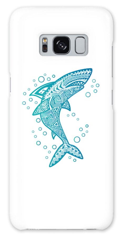 Aqua Boho Shark Fashion Is The Perfect Gift For Shark Lovers. Inspired By Bohemian Galaxy Case featuring the digital art Aqua Boho Shark by Laura Ostrowski