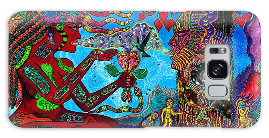 Visionary Galaxy Case featuring the mixed media Aquarian Shamaness and The Tree Spirit by Myztico Campo