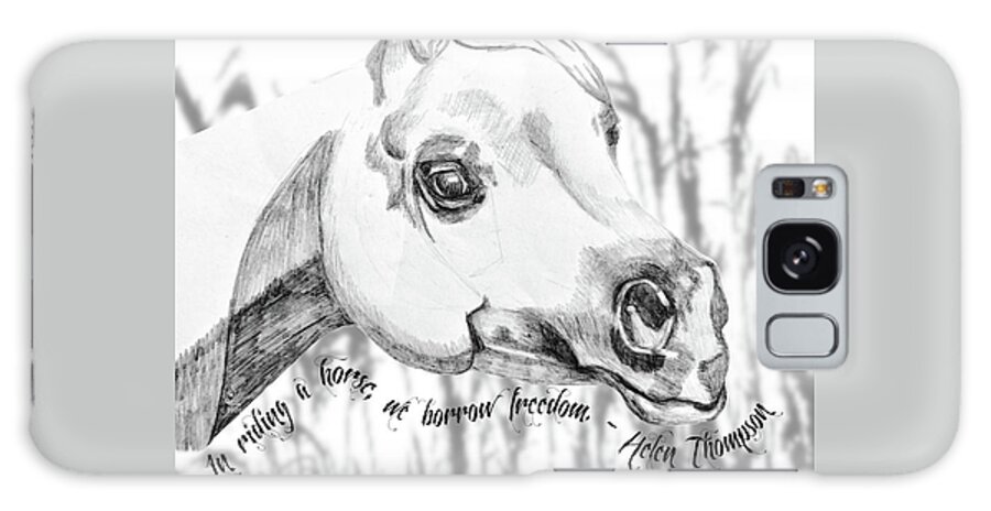 Illustration Galaxy Case featuring the mixed media Arabian Horse Head with Quote by Equus Artisan