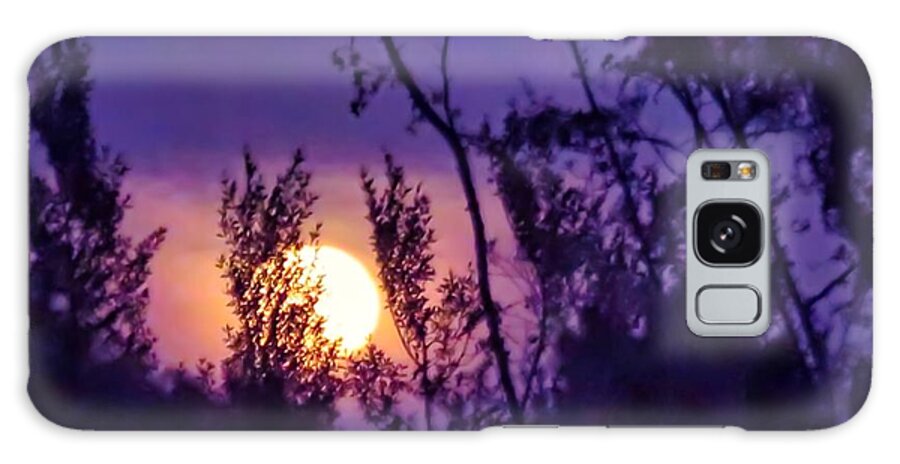 Arien Galaxy Case featuring the photograph Aries Full Moon Rising through Creosote by Judy Kennedy