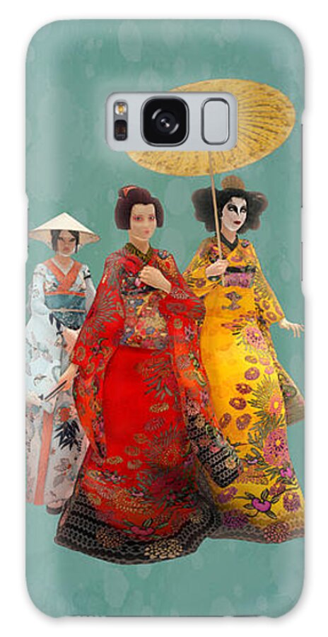 Geisha Stroll Galaxy Case featuring the painting Geisha Stroll by Two Hivelys
