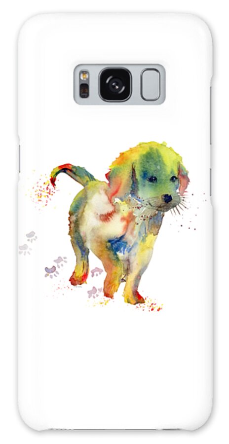 Little Friend Galaxy Case featuring the painting Colorful Puppy Watercolor - Little Friend by Melly Terpening