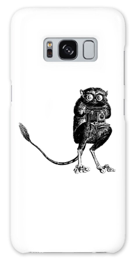 Tarsier Galaxy Case featuring the digital art Tarsier with Vintage Camera by Eclectic at Heart