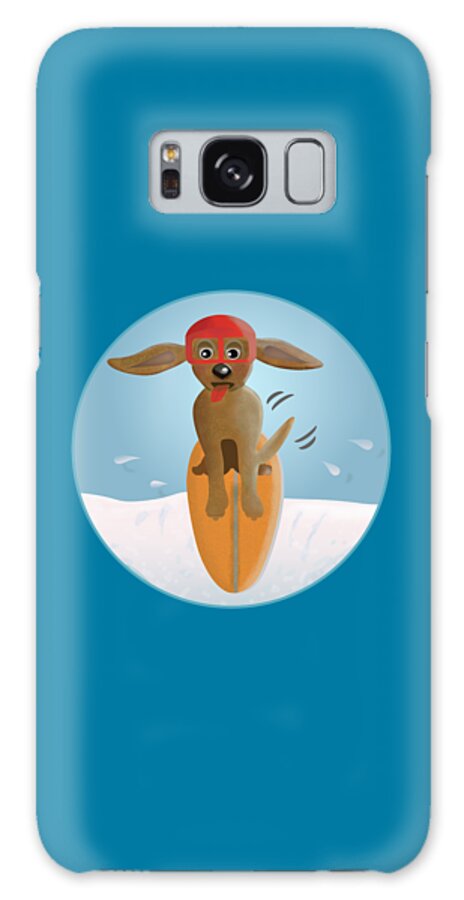 Surfboard Galaxy Case featuring the digital art Funny Surfing Dog on Top of the Wave by Barefoot Bodeez Art
