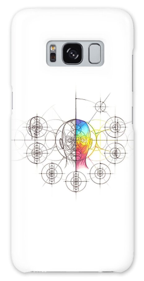 Anatomy Galaxy Case featuring the drawing Intuitive Geometry Human Anatomy - Head by Nathalie Strassburg