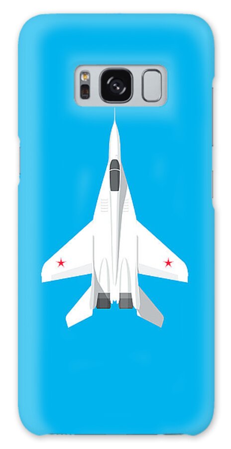 Jet Galaxy Case featuring the digital art MiG-29 Fulcrum Jet Aircraft - Cyan by Organic Synthesis