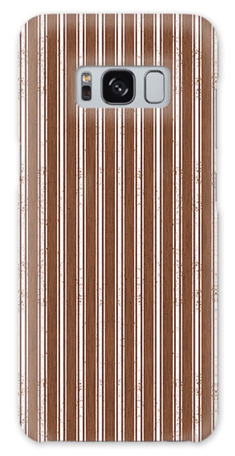 Home Galaxy Case featuring the painting Farmhouse Ticking Pattern - Mocha - Art by Jen Montgomery by Jen Montgomery