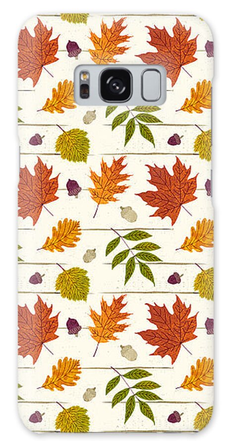 Fall Galaxy Case featuring the painting Bold Fall Leaf Pattern - Art by Jen Montgomery by Jen Montgomery