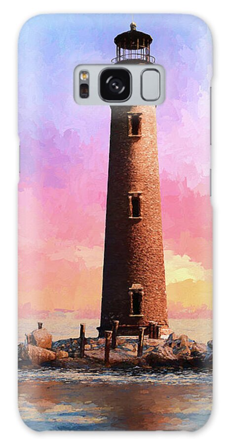 Alabama Galaxy Case featuring the mixed media Mobile Bay - Sand Island Lighthouse - Alabama by Mark Tisdale