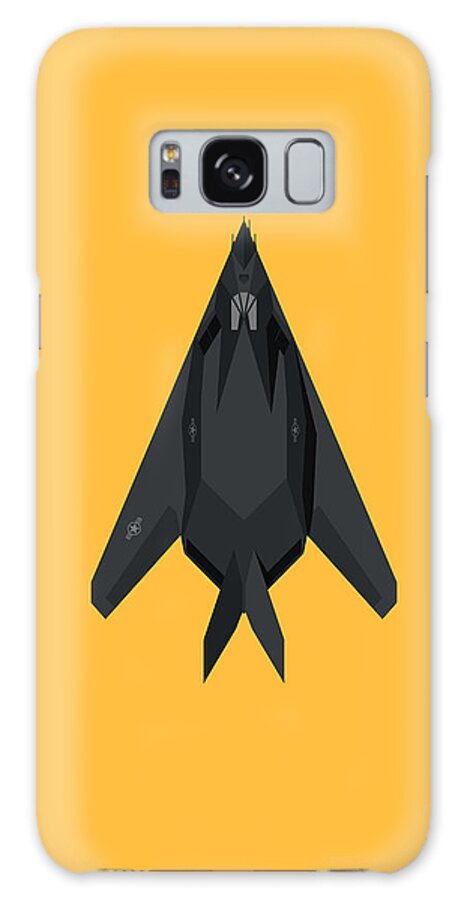 Aircraft Galaxy Case featuring the digital art F-117 Nighthawk Stealth Jet Aircraft - Yellow by Organic Synthesis