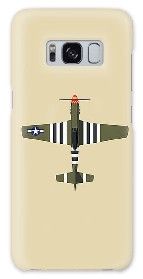 Fighter Galaxy Case featuring the digital art P-51 Mustang Fighter Aircraft - Olive by Organic Synthesis