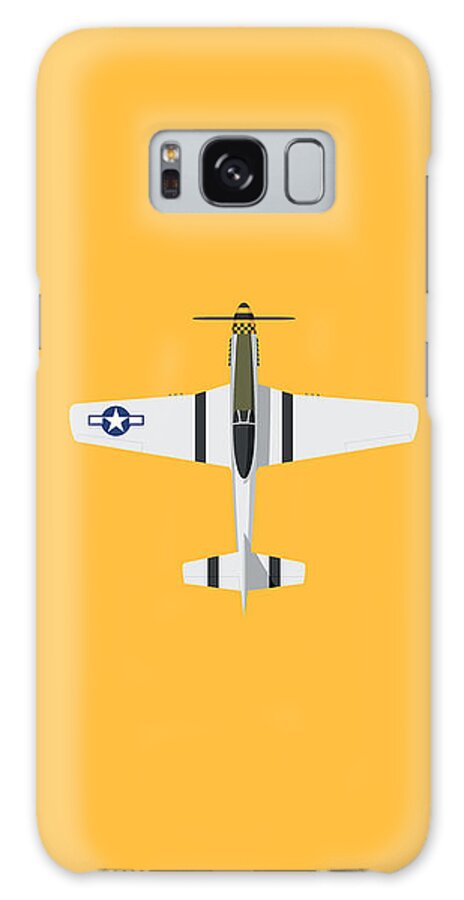 Fighter Galaxy Case featuring the digital art P-51 Mustang Fighter Aircraft - Yellow by Organic Synthesis