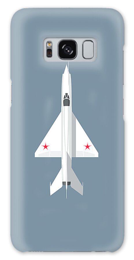 Jet Galaxy Case featuring the digital art MiG-21 Fishbed Jet Aircraft - Slate by Organic Synthesis