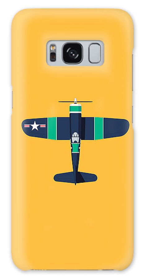 Aircraft Galaxy Case featuring the digital art F4U Corsair WWII Fighter Aircraft - Stripe by Organic Synthesis