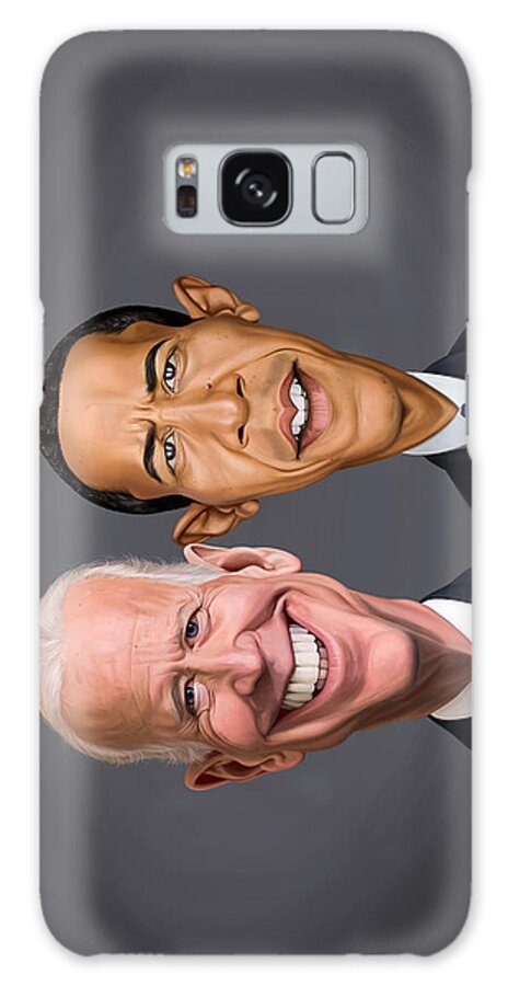 Illustration Galaxy Case featuring the digital art Celebrity Sunday - Joe Biden and Barack Obama by Rob Snow