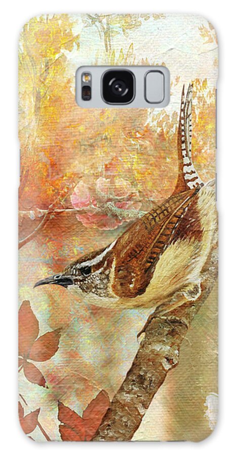 Wren Galaxy Case featuring the painting Sweet Autumn Carolina Wren by Angeles M Pomata