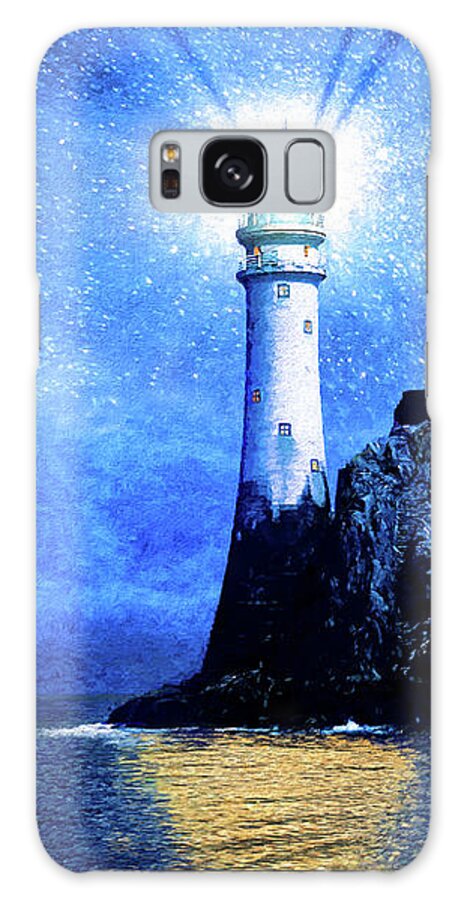Irish Galaxy Case featuring the mixed media Fastnet Rock - Irish Lighthouse by Mark Tisdale