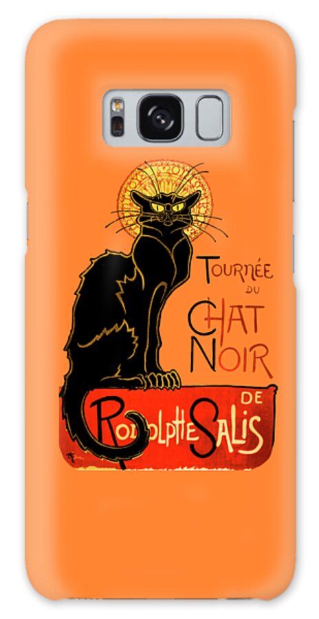 Black Cat Galaxy Case featuring the mixed media Chat Noir Belle Epoque Art Nouveau Rodolphe Salis HD restored by Elena Gantchikova by Elena Gantchikova