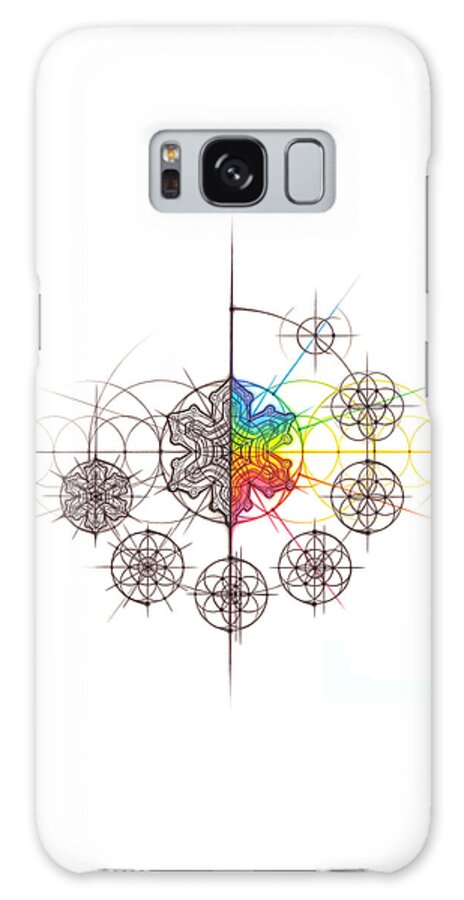 Snowflake Galaxy Case featuring the drawing Intuitive Geometry Snowflake with steps Art by Nathalie Strassburg