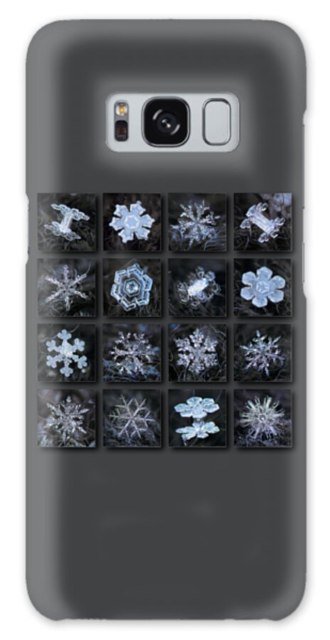 Snowflake Galaxy Case featuring the photograph Dark snowflake collage - winter 2020-21 by Alexey Kljatov