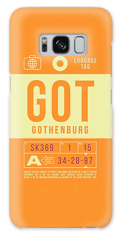 Airline Galaxy Case featuring the digital art Luggage Tag B - GOT Gothenburg Sweden by Organic Synthesis