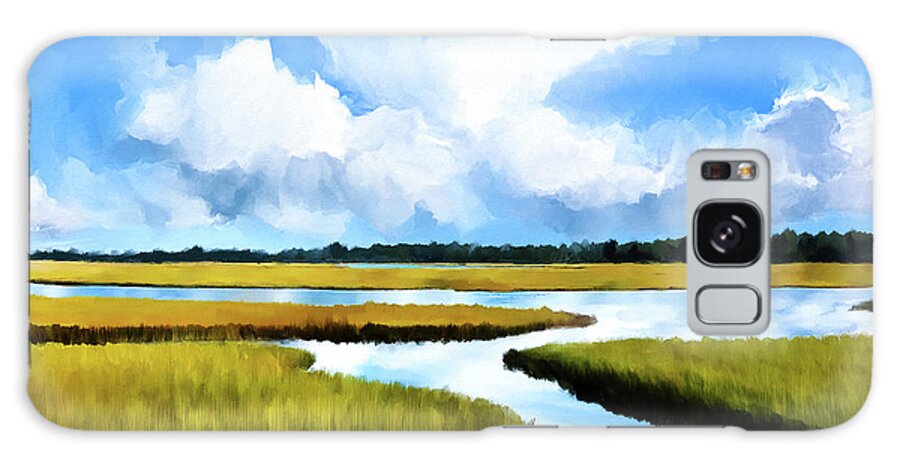 Cape Cod Salt Marsh Galaxy Case featuring the mixed media Cape Code Abstract Landscape Art by Mark Tisdale