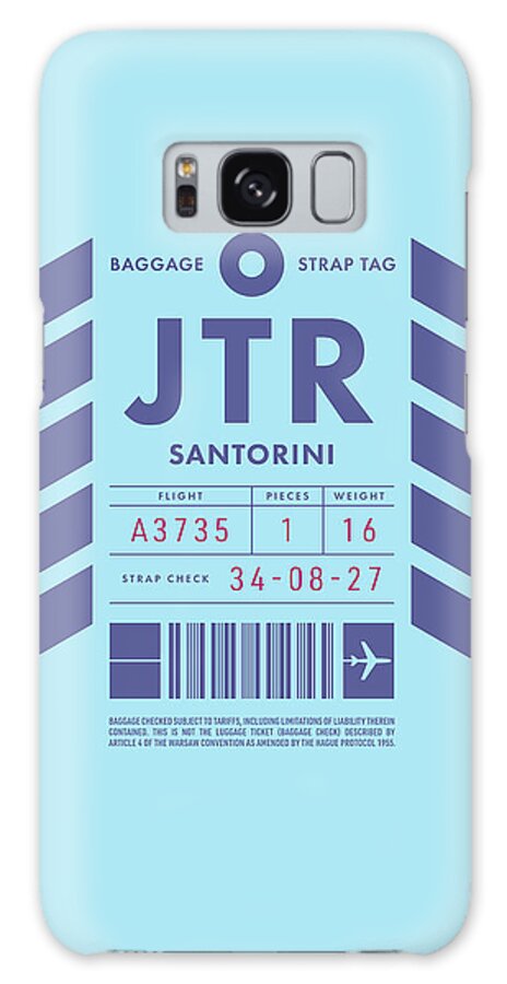 Airline Galaxy Case featuring the digital art Luggage Tag D - JTR Santorini Greece by Organic Synthesis