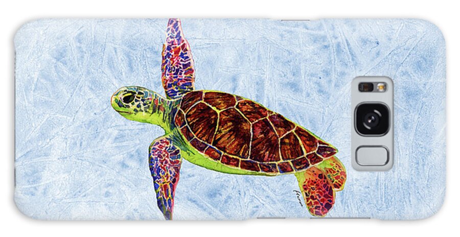 Turtle Galaxy Case featuring the painting Sea Turtle on Blue by Hailey E Herrera