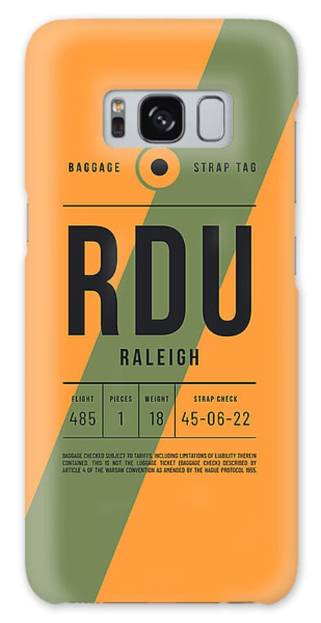 Airline Galaxy Case featuring the digital art Luggage Tag E - RDU Raleigh North Carolina USA by Organic Synthesis