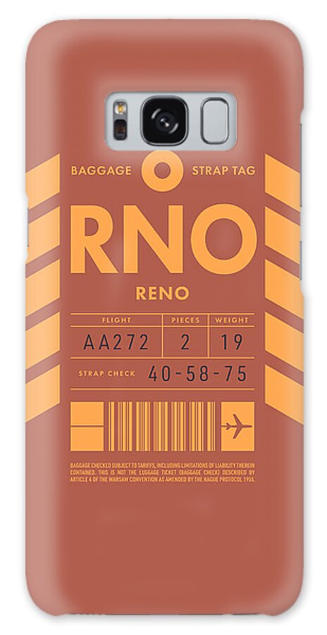 Airline Galaxy Case featuring the digital art Luggage Tag D - RNO Reno Nevada USA by Organic Synthesis